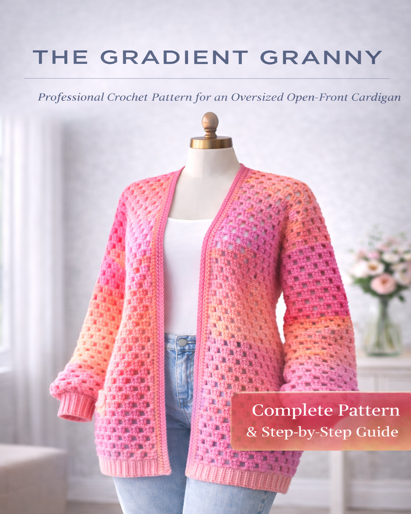The Gradient Granny Cardigan Crochet Pattern PDF | Oversized Open-Front Cardigan Digital Download - Image 3