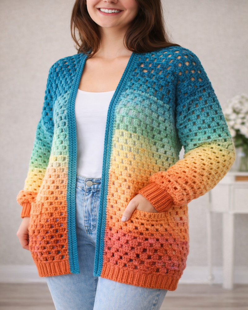 The Gradient Granny Cardigan Crochet Pattern PDF | Oversized Open-Front Cardigan Digital Download - Image 2