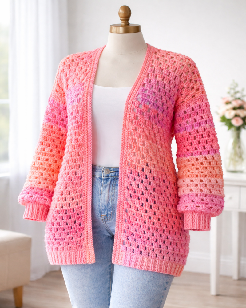 The Gradient Granny Cardigan Crochet Pattern PDF | Oversized Open-Front Cardigan Digital Download - Image 4