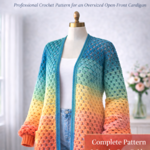 The Gradient Granny Cardigan Crochet Pattern PDF | Oversized Open-Front Cardigan Digital Download